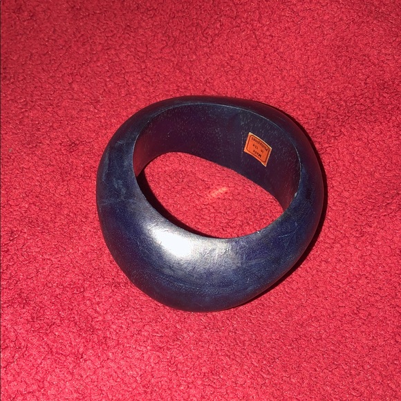 Wooden Navy Blue Bangle Bracelet, 7 1/2 - Picture 1 of 4